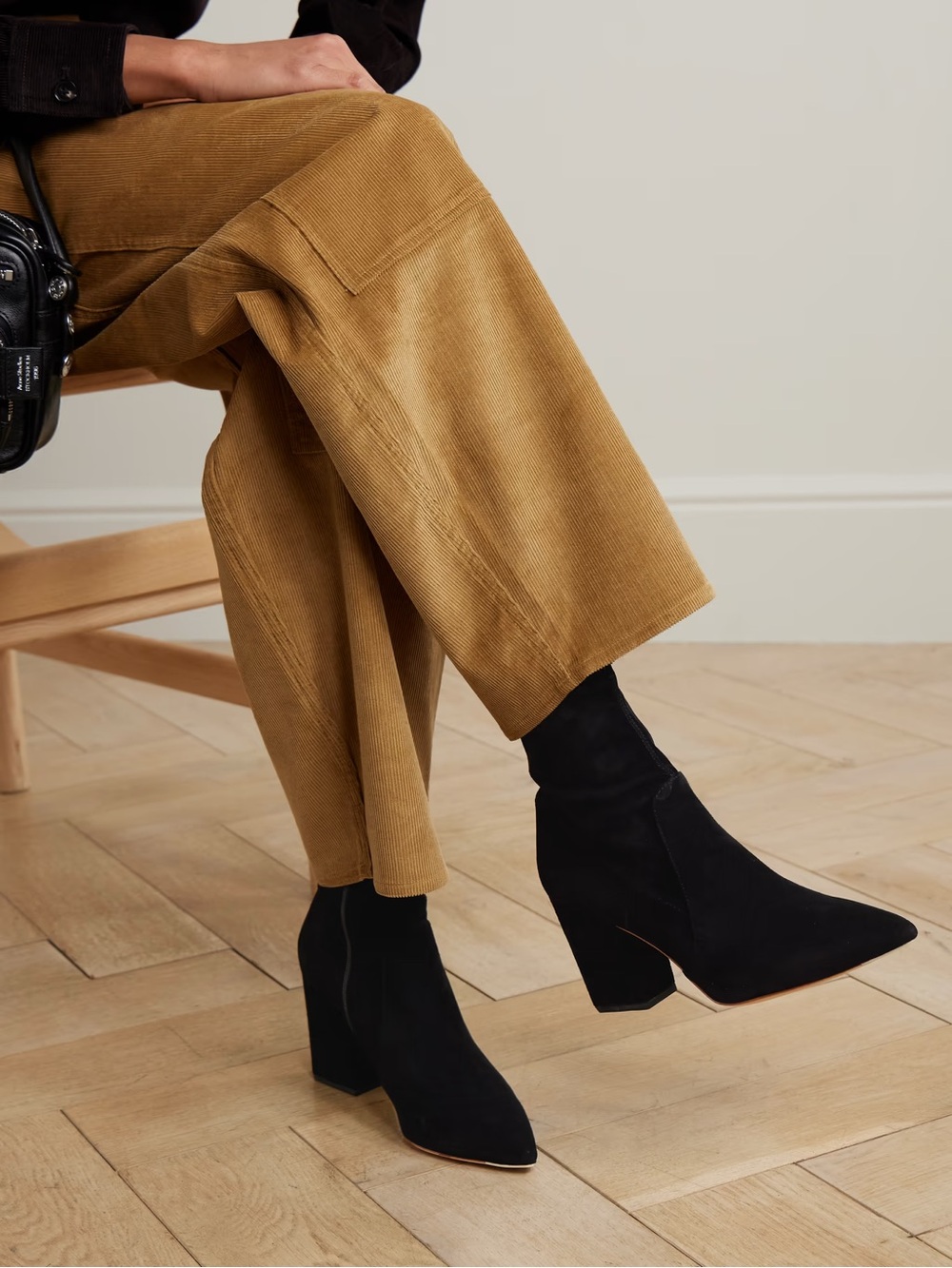 Loeffler Randall Isla Suede Black Ankle Boot 7.5